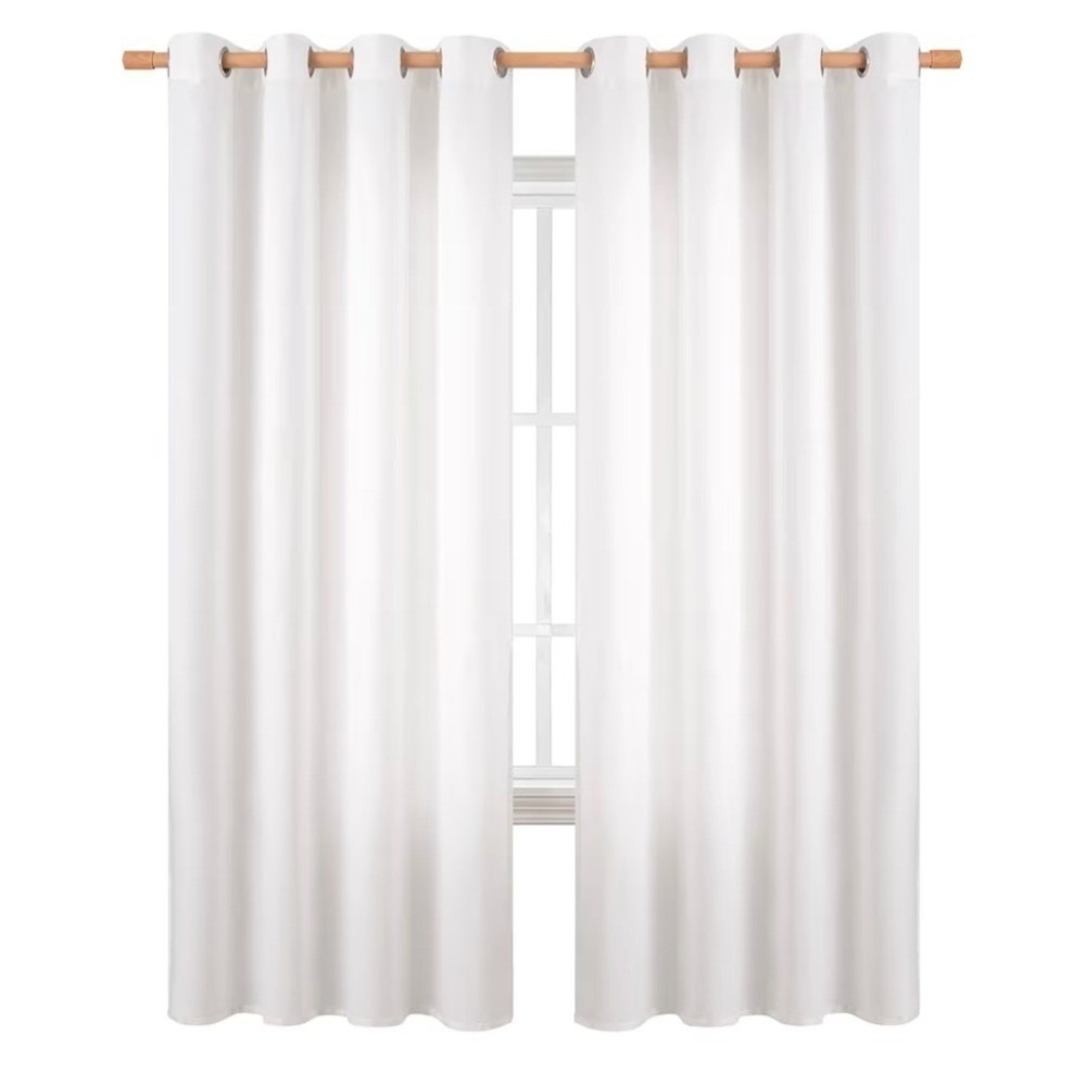 BGment White Linen Curtains 52w  x72" Long‎ Light Filtering 2 Panels tab back